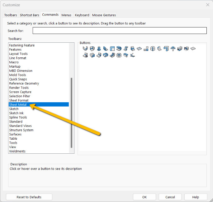 SOLIDWORKS Toolbar